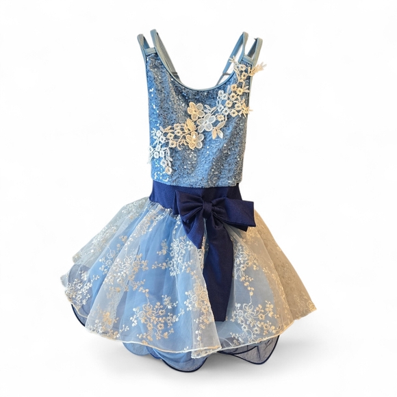 Weissman Ever After Ballet Dance Costume 11138 Blue Sequin Floral Tutu Dress - Picture 2 of 12